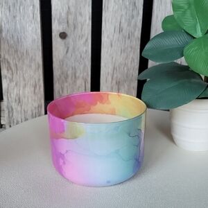 Rainbow Watercolor Glass Single Wick Candle- Island Hibiscus